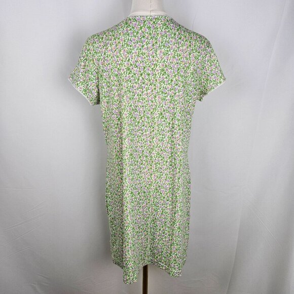 PinkK Vintage Y2K Kmart Floral Nightgown Sz Large Dainty Lace Trim Green Purple - Picture 4 of 10